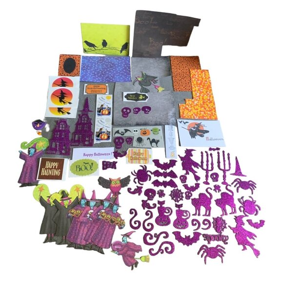 Deluxe Halloween Craft Kit With Glitter Stickers Paper Cutouts & Cards - Picture 1 of 14